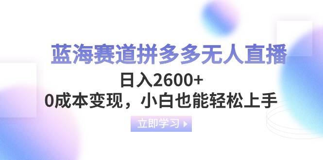 蓝海赛道拼多多无人直播，日入2600+，0成本变现，小白也能轻松上手-搜易资源网