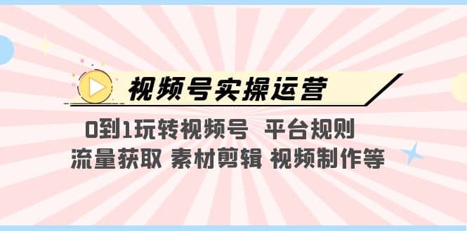 视频号实操运营，0到1玩转视频号 平台规则 流量获取 素材剪辑 视频制作等-搜易资源网
