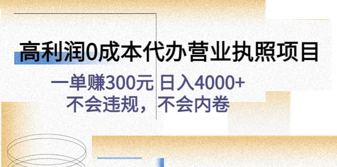 高利润0成本代办营业执照项目：不会违规，不会内卷-搜易资源网