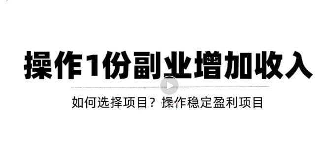 新手如何通过操作副业增加收入，从项目选择到玩法分享！【视频教程】-搜易资源网