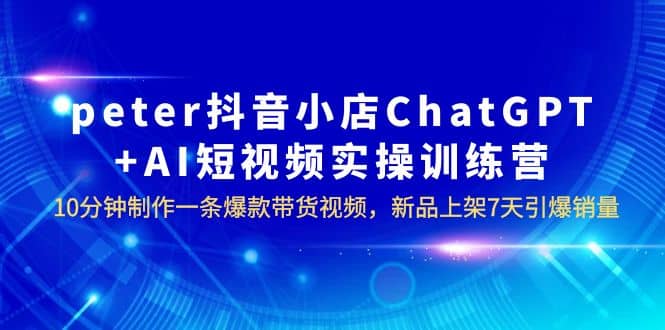 peter抖音小店ChatGPT+AI短视频实训 10分钟做一条爆款带货视频 7天引爆销量-搜易资源网