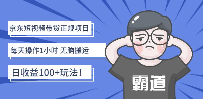 京东短视频带货正规项目：每天操作1小时无脑搬运日收益100+玩法！-搜易资源网