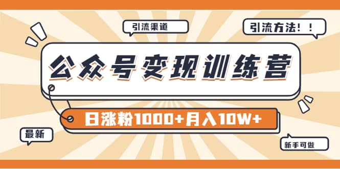 【某公众号变现营第二期】0成本日涨粉1000+让你月赚10W+（8月24号更新）-搜易资源网