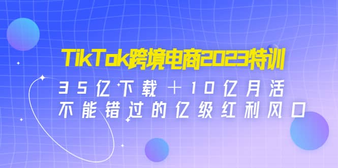TikTok跨境电商2023特训：35亿下载＋10亿月活，不能错过的亿级红利风口-搜易资源网