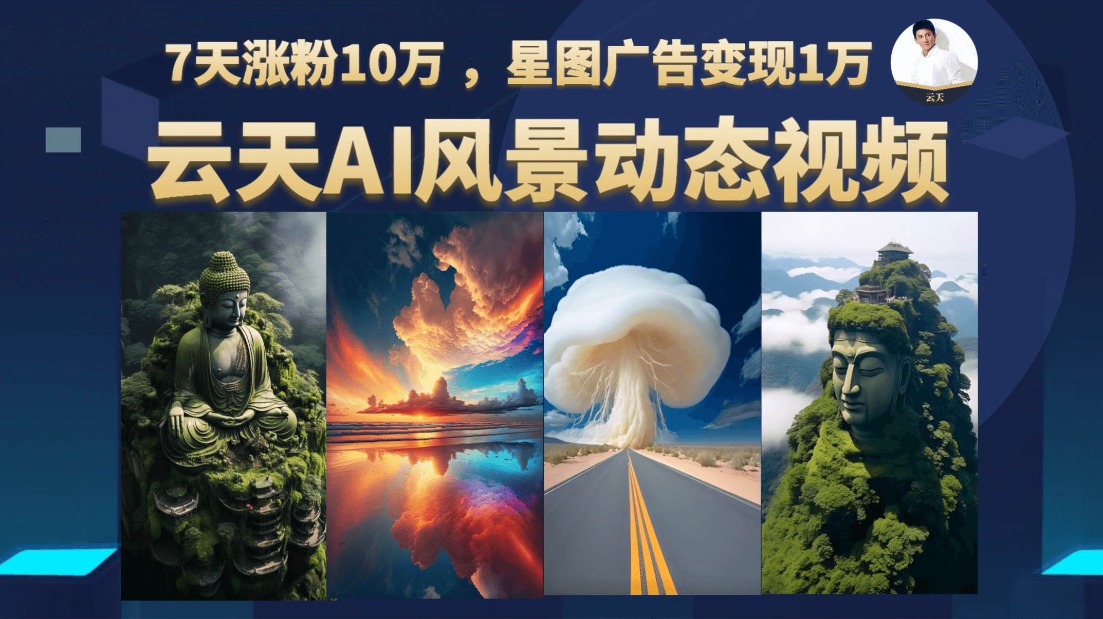 云天AI风景动图视频制作，7天涨粉10万 ，星图广告变现1万-搜易资源网