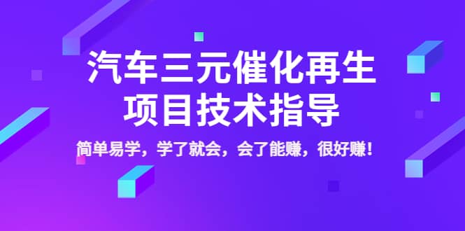 汽车三元催化再生项目技术指导，简单易学，学了就会，会了能赚，很好赚！-搜易资源网