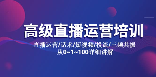 高级直播运营培训 直播运营/话术/短视频/投流/三频共振 从0~1~100详细讲解-搜易资源网