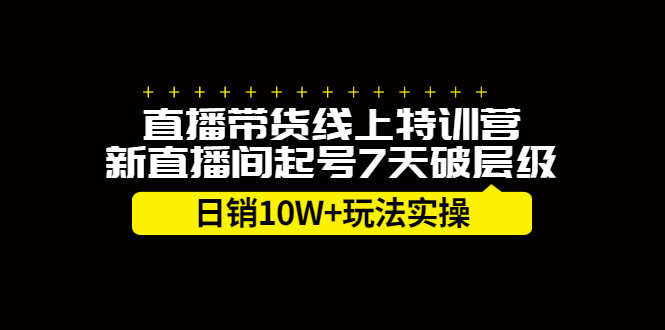 直播带货线上特训营，新直播间起号7天破层级日销10万玩法实操-搜易资源网