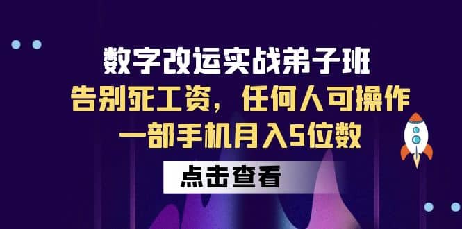 数字 改运实战弟子班：告别死工资，任何人可操作，一部手机月入5位数-搜易资源网