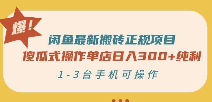 闲鱼最新搬砖正规项目：傻瓜式操作单店日入300+纯利，1-3台手机可操作-搜易资源网