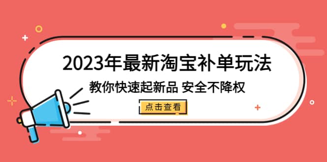 2023年最新淘宝补单玩法，教你快速起·新品，安全·不降权（18课时）-搜易资源网