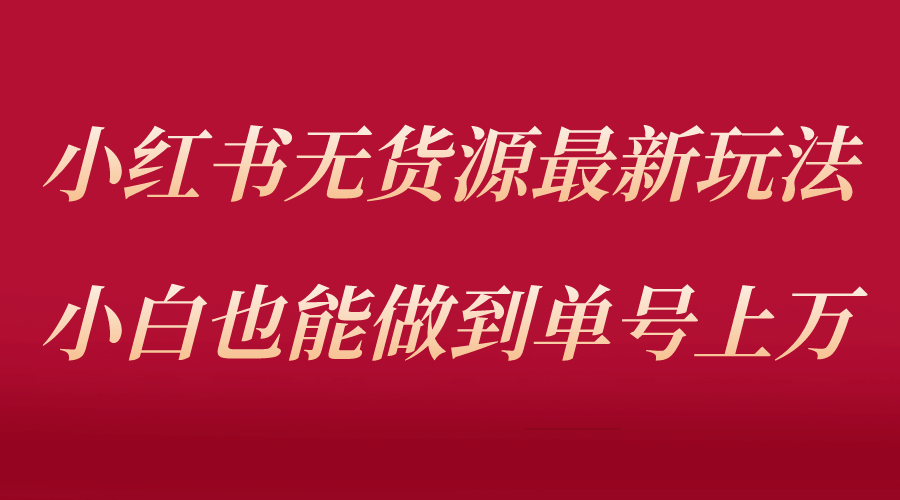 小红书无货源最新螺旋起号玩法，电商小白也能做到单号上万（收费3980）-搜易资源网