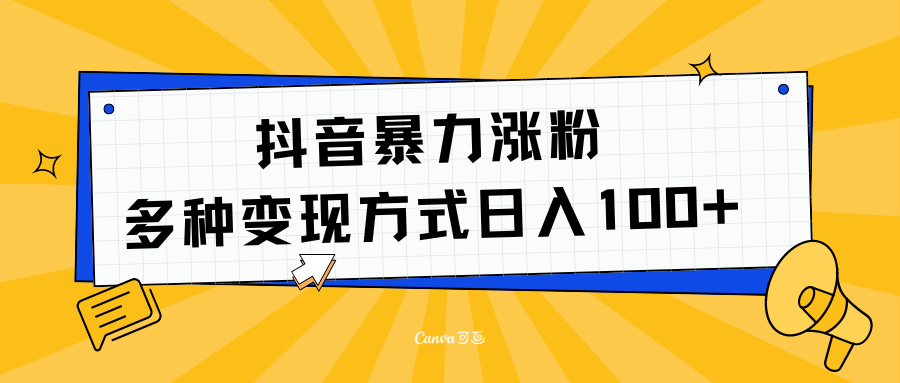 抖音暴力涨粉：多方式变现 日入100+-搜易资源网
