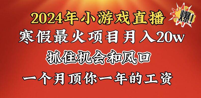 2024年寒假爆火项目，小游戏直播月入20w+，学会了之后你将翻身-搜易资源网