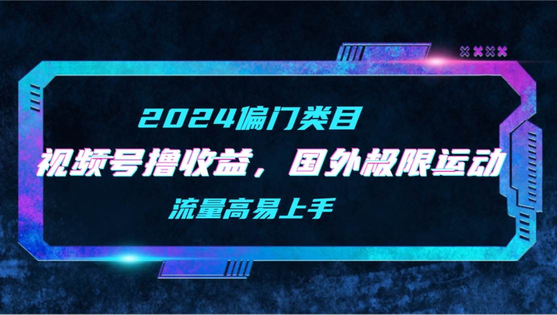 【2024偏门类目】视频号撸收益，二创国外极限运动视频锦集，流量高易上手-搜易资源网