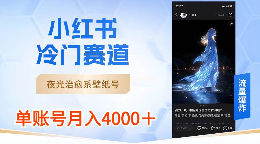小红书冷门赛道，夜光治愈系壁纸号，单号月入4000＋-搜易资源网