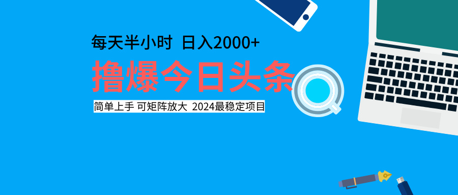 撸爆今日头条，每天半小时，简单上手，日入2000+-搜易资源网