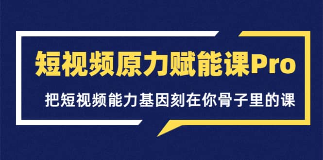 短视频原力赋能课Pro，把短视频能力基因刻在你骨子里的课（价值4999元）-搜易资源网