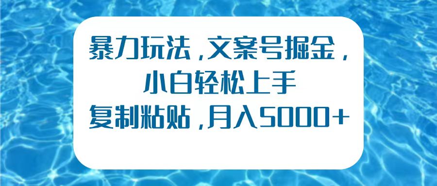 暴力玩法，文案号掘金，小白轻松上手，复制粘贴，月入5000+-搜易资源网
