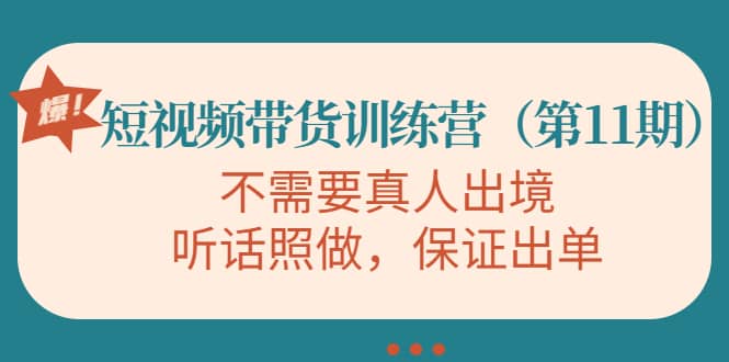 短视频带货训练营（第11期），不需要真人出境，听话照做，保证出单-搜易资源网