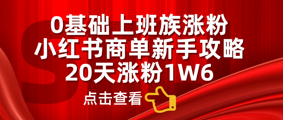 0基础上班族涨粉,小红书商单新手攻略,20天涨粉1.6w-百盟网