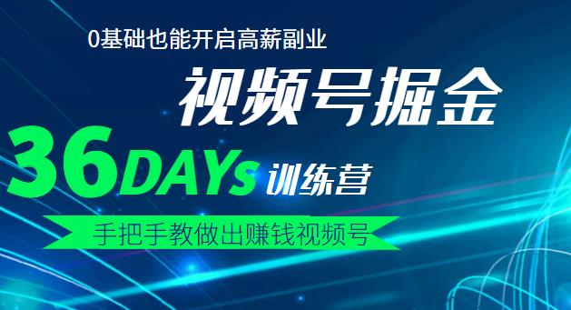 【视频号掘金营】36天手把手教做出赚钱视频号，0基础也能开启高薪副业-搜易资源网