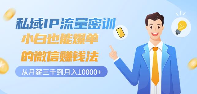 私域IP流量密训：小白也能爆单的微信赚钱法，从月薪三千到月入10000+-搜易资源网