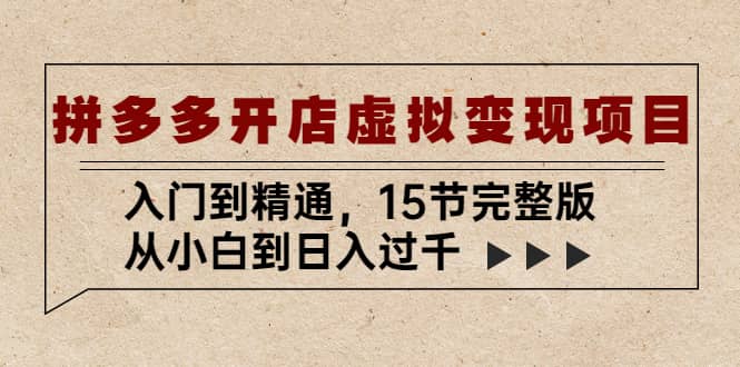 拼多多开店虚拟变现项目：入门到精通（15节完整版）-搜易资源网