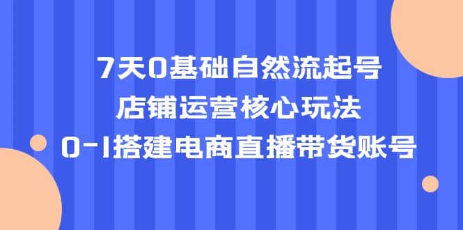 7天0基础自然流起号，店铺运营核心玩法，0-1搭建电商直播带货账号-搜易资源网