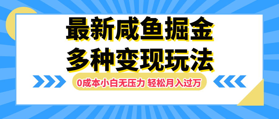 最新咸鱼掘金玩法，更新玩法，0成本小白无压力，多种变现轻松月入过万-搜易资源网