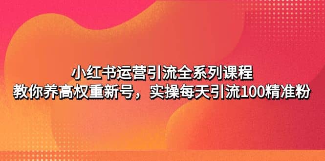小红书运营引流全系列课程：教你养高权重新号-搜易资源网