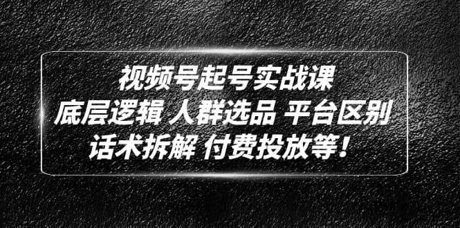 视频号起号实战课：底层逻辑 人群选品 平台区别 话术拆解 付费投放等-搜易资源网