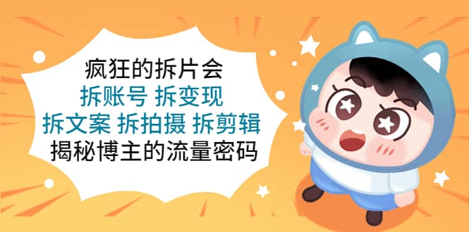 疯狂的拆片会：拆账号 拆变现 拆文案 拆拍摄 拆剪辑 揭秘博主的流量密码-搜易资源网