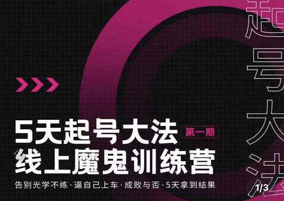 五天起号魔鬼训练营，告别光学不练，逼自己上车，成败与否，5天拿到结果-搜易资源网