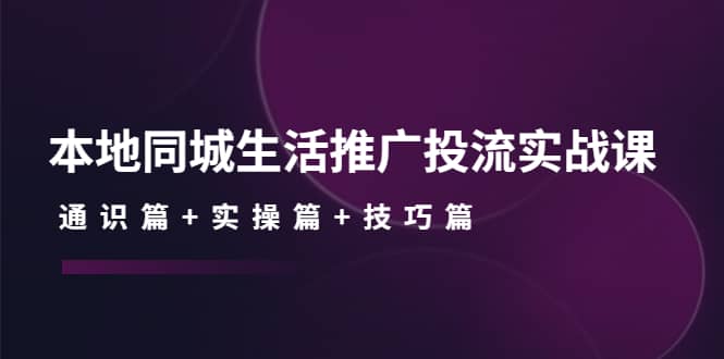 本地同城生活推广投流实战课：通识篇+实操篇+技巧篇-搜易资源网