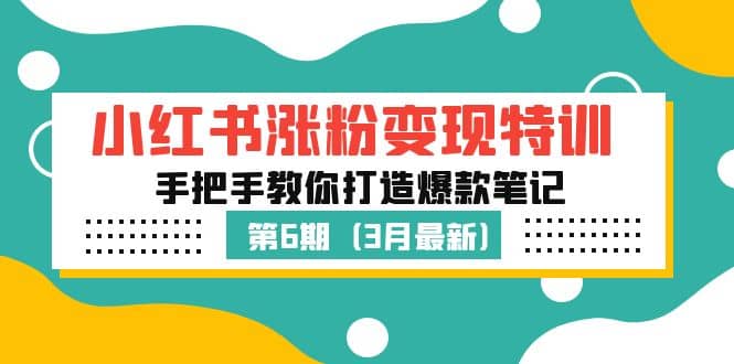 小红书涨粉变现特训·第6期，手把手教你打造爆款笔记（3月新课）-搜易资源网