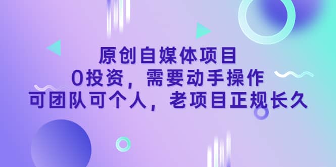 原创自媒体项目，0投资，需要动手操作，可团队可个人，老项目正规长久-搜易资源网