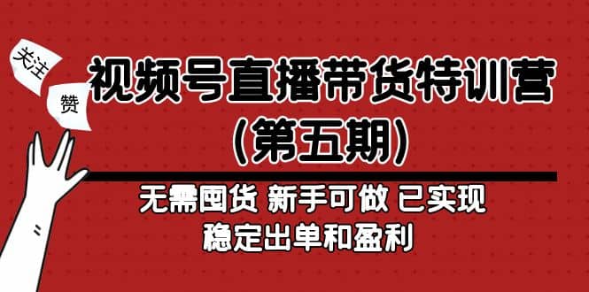 视频号直播带货特训营（第五期）无需囤货 新手可做 已实现稳定出单和盈利-搜易资源网