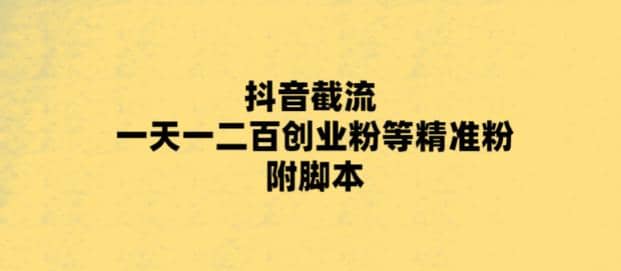 最新抖音截流玩法，一天轻松引流一二百创业精准粉-搜易资源网
