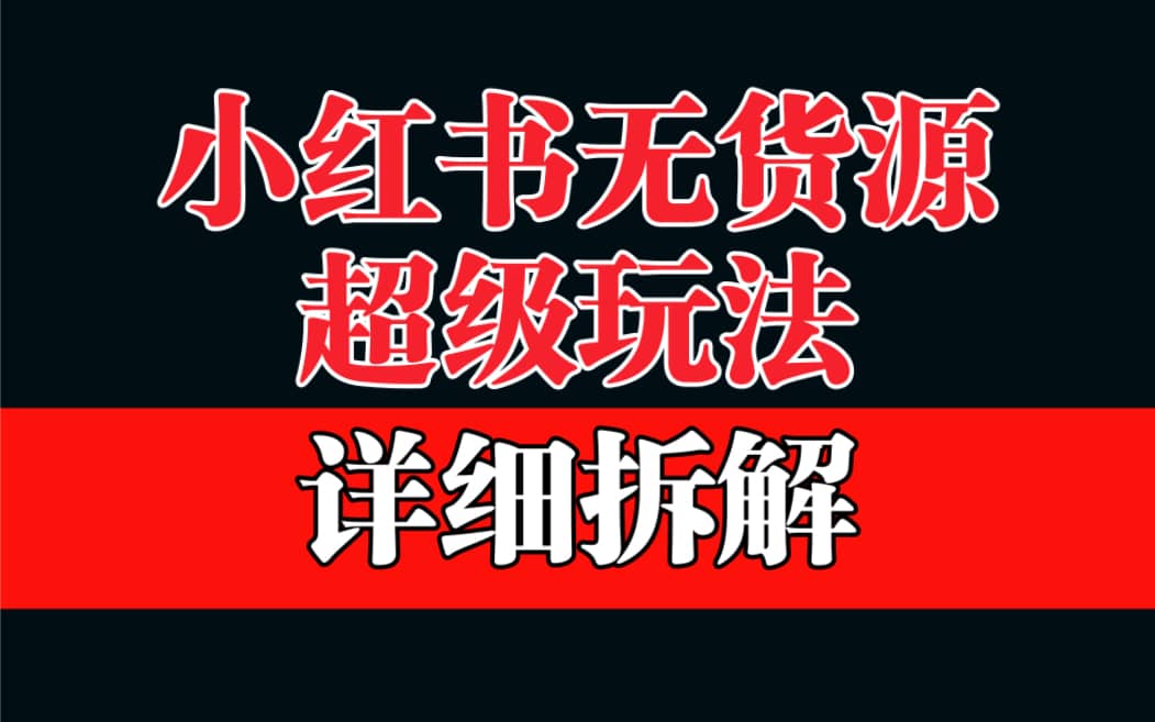 做小红书无货源，靠这个品日入1000保姆级教学-搜易资源网