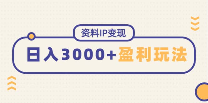 资料IP变现，持续性盈利玩法-搜易资源网