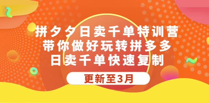 拼夕夕日卖千单特训营，带你做好玩转拼多多，日卖千单快速复制 (更新至3月)-搜易资源网