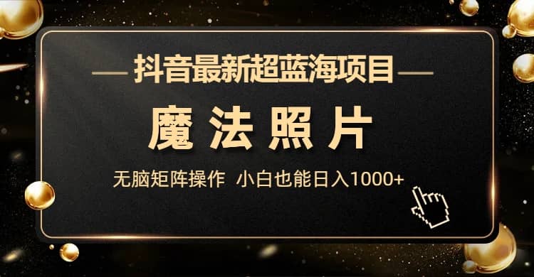 抖音最新超蓝海项目，魔法照片，无脑矩阵操作，小白也能日入1000+-搜易资源网