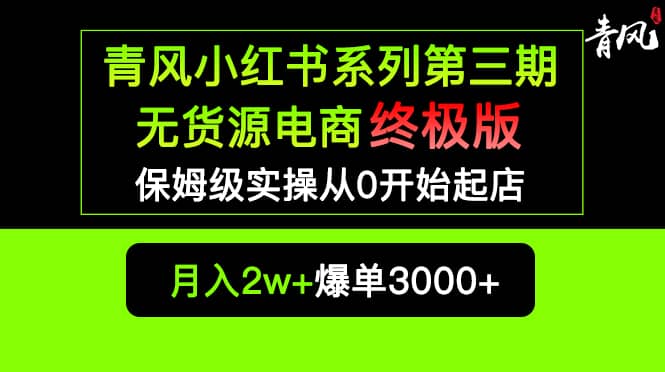 小红书无货源电商爆单终极版【视频教程+实战手册】保姆级实操从0起店爆单-搜易资源网