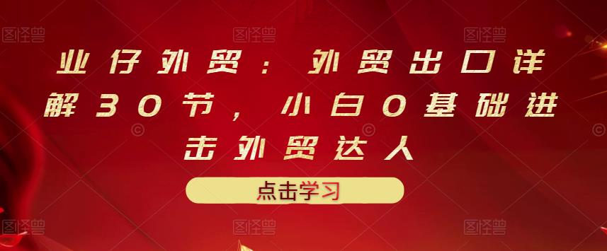 业仔外贸：外贸出口详解30节，小白0基础进击外贸达人 价值666元-搜易资源网