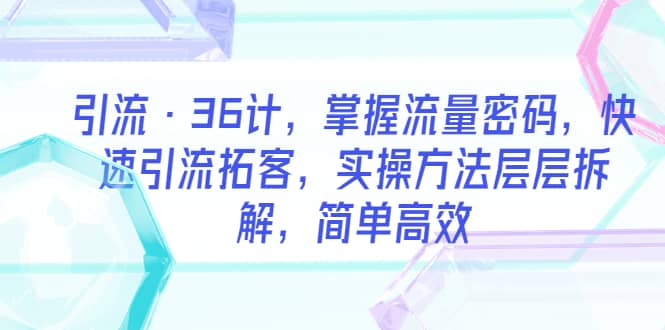 引流·36计，掌握流量密码，快速引流拓客，实操方法层层拆解，简单高效-搜易资源网