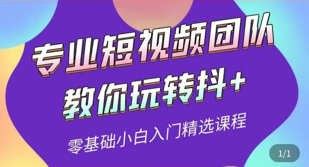 专业短视频团队教你玩转抖+0基础小白入门精选课程（价值399元）-搜易资源网