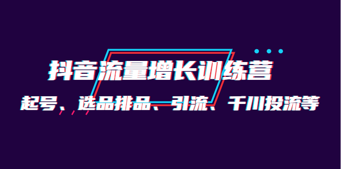 月销1.6亿实操团队·抖音流量增长训练营：起号、选品排品、引流 千川投流等-搜易资源网