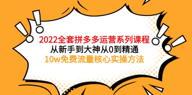 2022全套拼多多运营课程，从新手到大神从0到精通，10w免费流量核心实操方法-搜易资源网