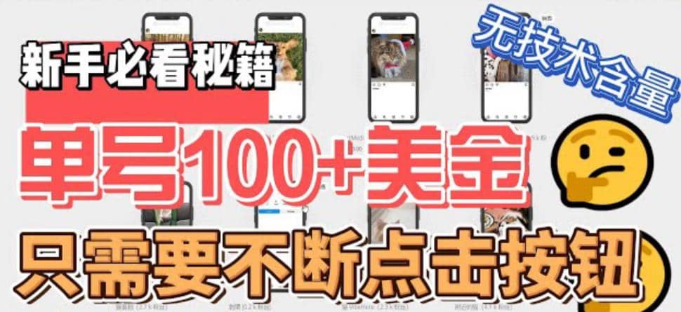 最新无脑只需不断点击按钮，单号100美金暴利项目，可批量操作-搜易资源网
